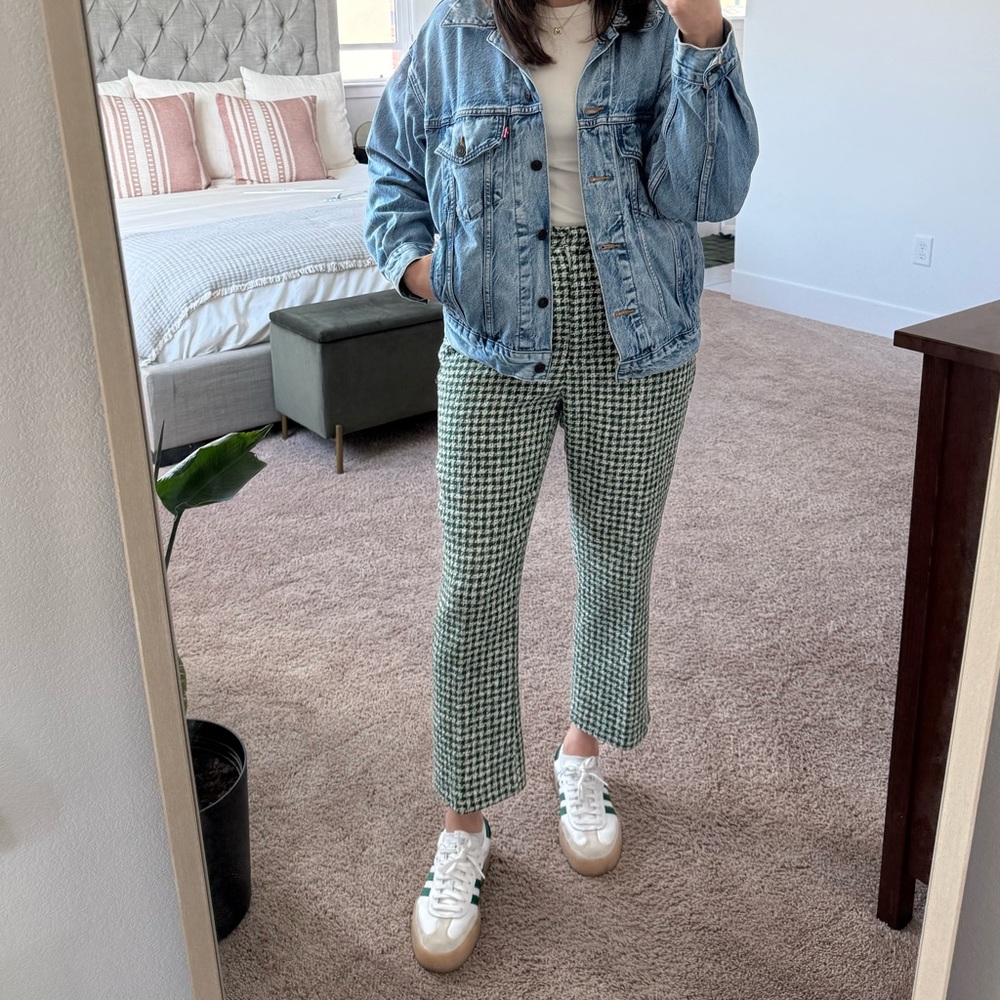 Zara Green Houndstooth Pants